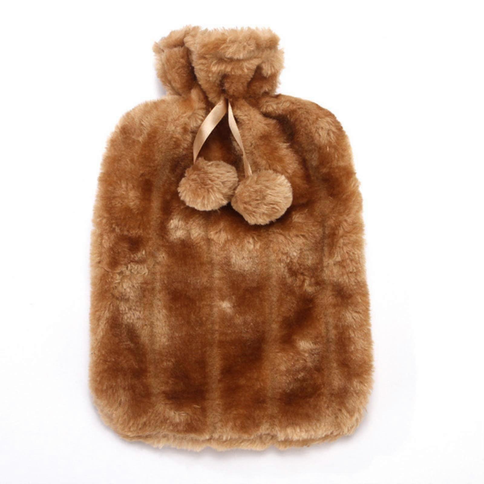 Winter Wärmflasche Hülle Abnehmbare Plüsch Fleece Abdeckung Kältefest Kunstfell Wärmeschutz Größe M, Beige