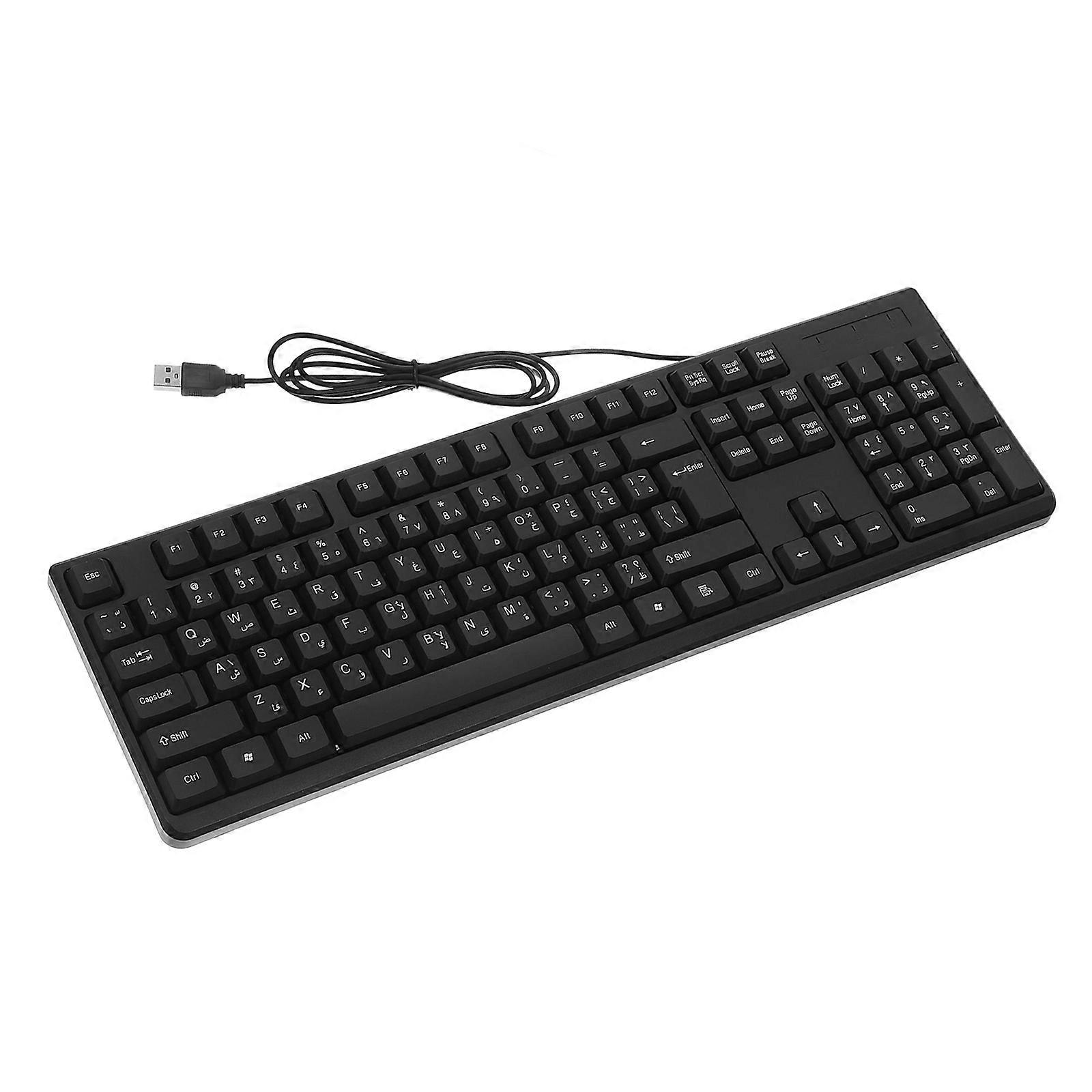 Compact USB Wired Desktop Keyboard with Arabic Letters Pad for Efficient Typing – Stylish Plug and Play Design for Laptop and PC Use