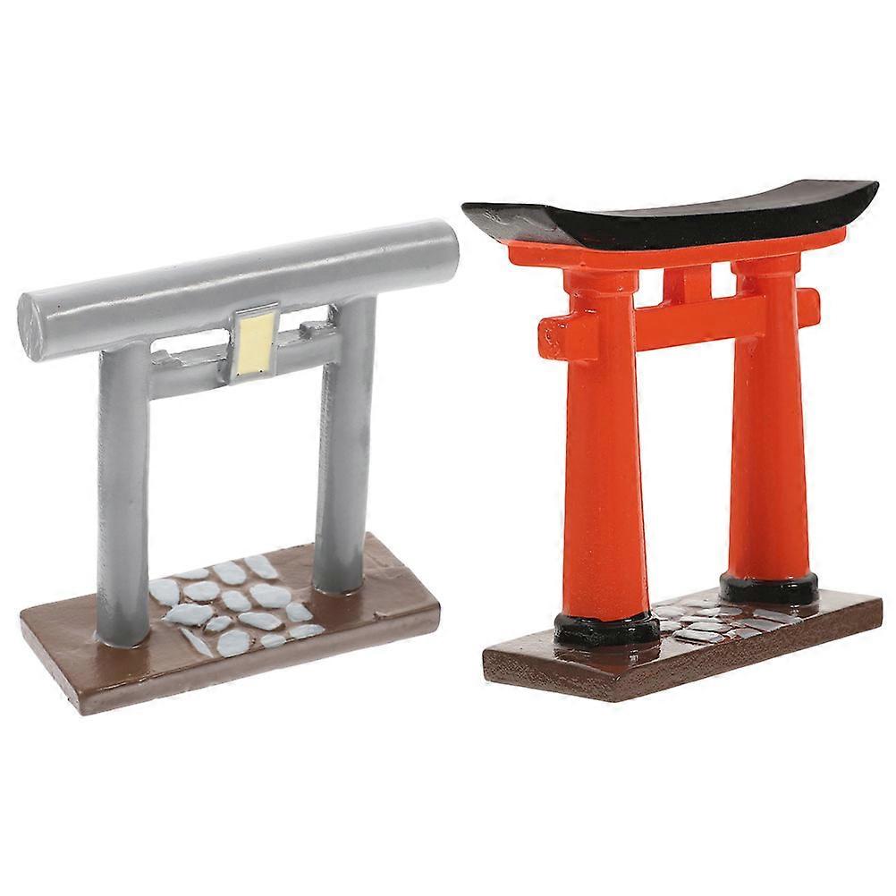 Mini Gate Decor Resin Craft Home Decor Small Gate Figurines 2Pcs