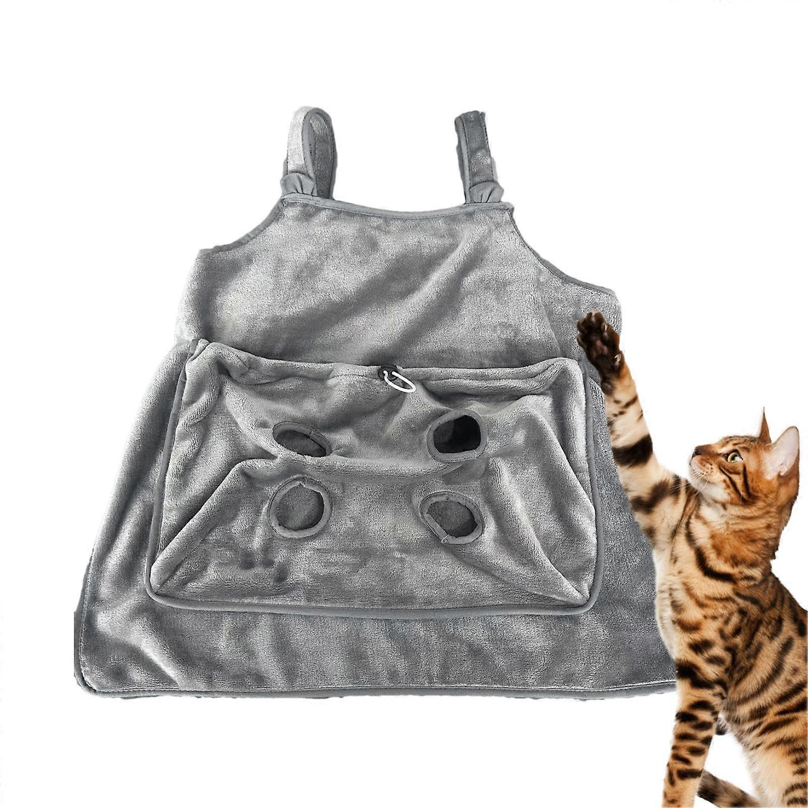Kitten carrier apron  Adjustable fleece cat pouch, chest apron