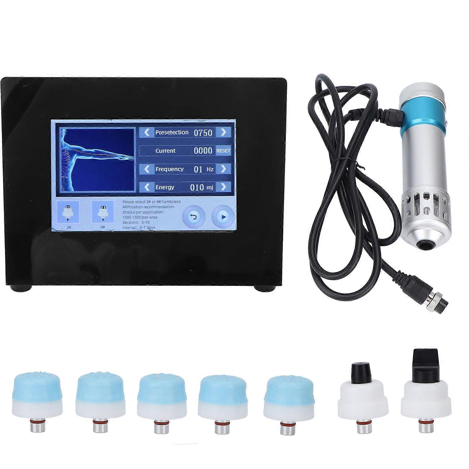 ED Shockwave Therapy Machine 11 Massage Heads Adjustable Gears Pain Relief Extracorporeal Device Blue Silver 100‑240VAU Plug