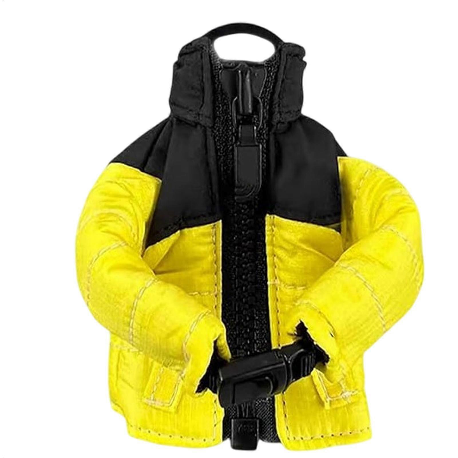 Down Coat Key Case With Zipper, Realistic Puffer Jacket Key Holder, Yellow Wallet Keychain For Boys And Girls
