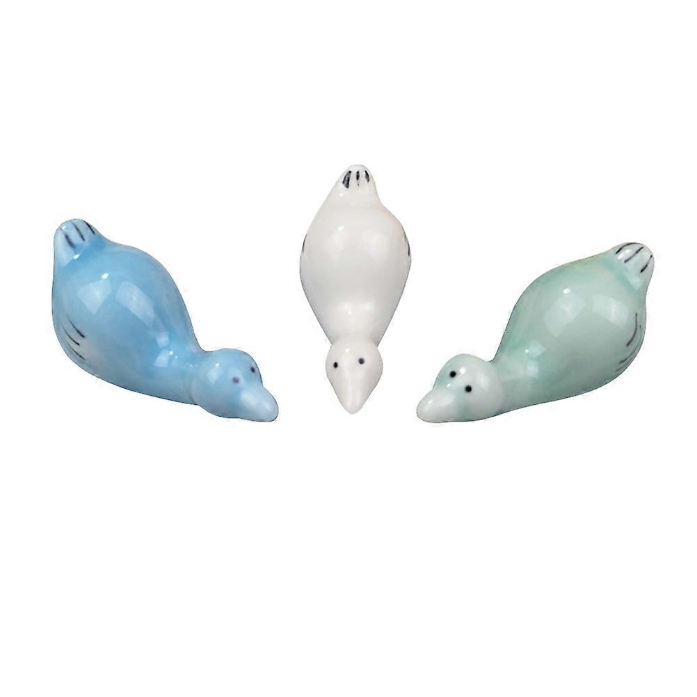 Ceramic Chopstick Rests Creative Bird Shape Design for Home Dining 3Pcs