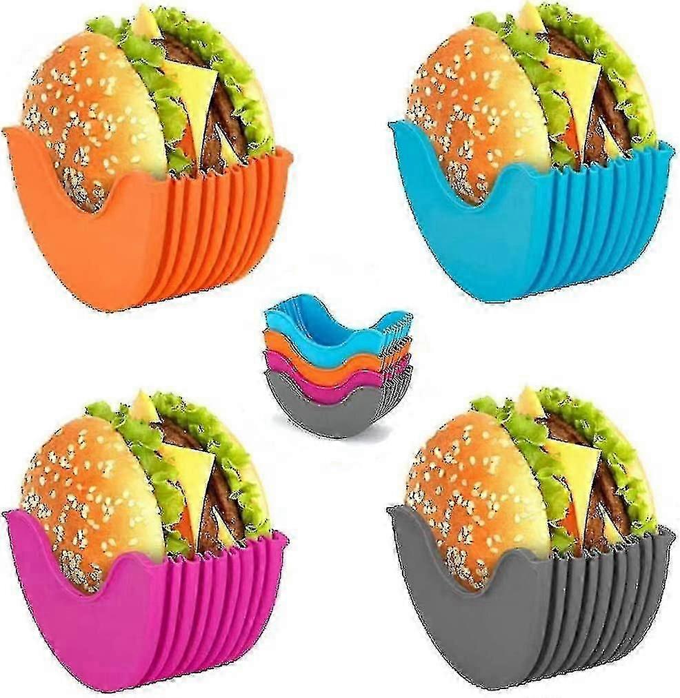 4pcs Boîte fixe de hamburger répété, hamburger évolutif, hamburger sans débris, boîte de stockage de hamburger en silicone organique