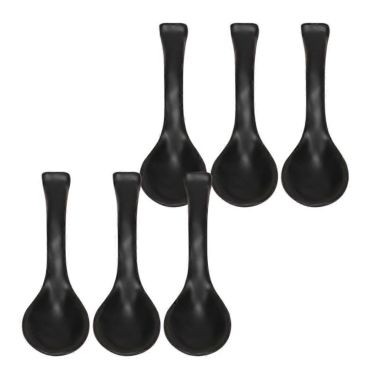 Porridge Spoon Multi-Function Scoop for Kitchen Use 6Pcs Black Soup Spoon