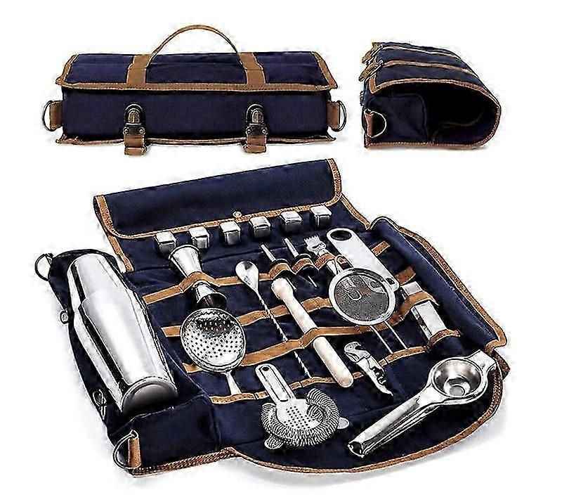 Canvas Bartending Kit One Shoulder Bartending Utensil Storage Bag Shockproof Bartending Kit