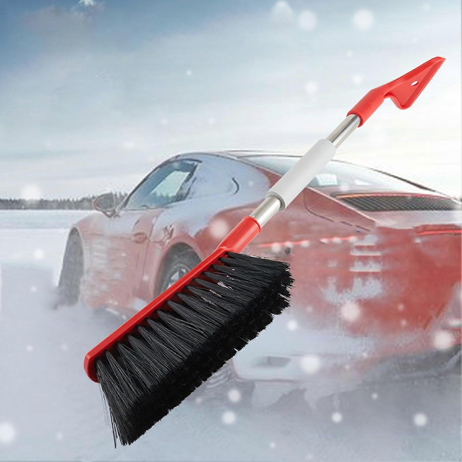24' Ice Scraper and Snow Brush Emergency Snow Shovel with Foam Grip, 1 Outdoor Snow Scraper for Car and Vehicle Windshields (Red)