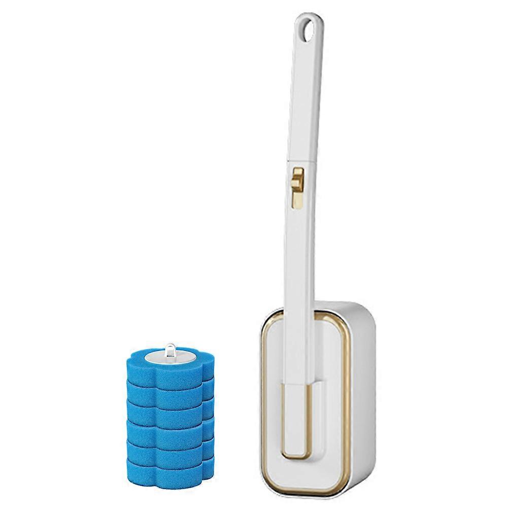 Toilet Brush with Disposable Head Set Space-Saving Wall-Mounted Design for Home Hotel