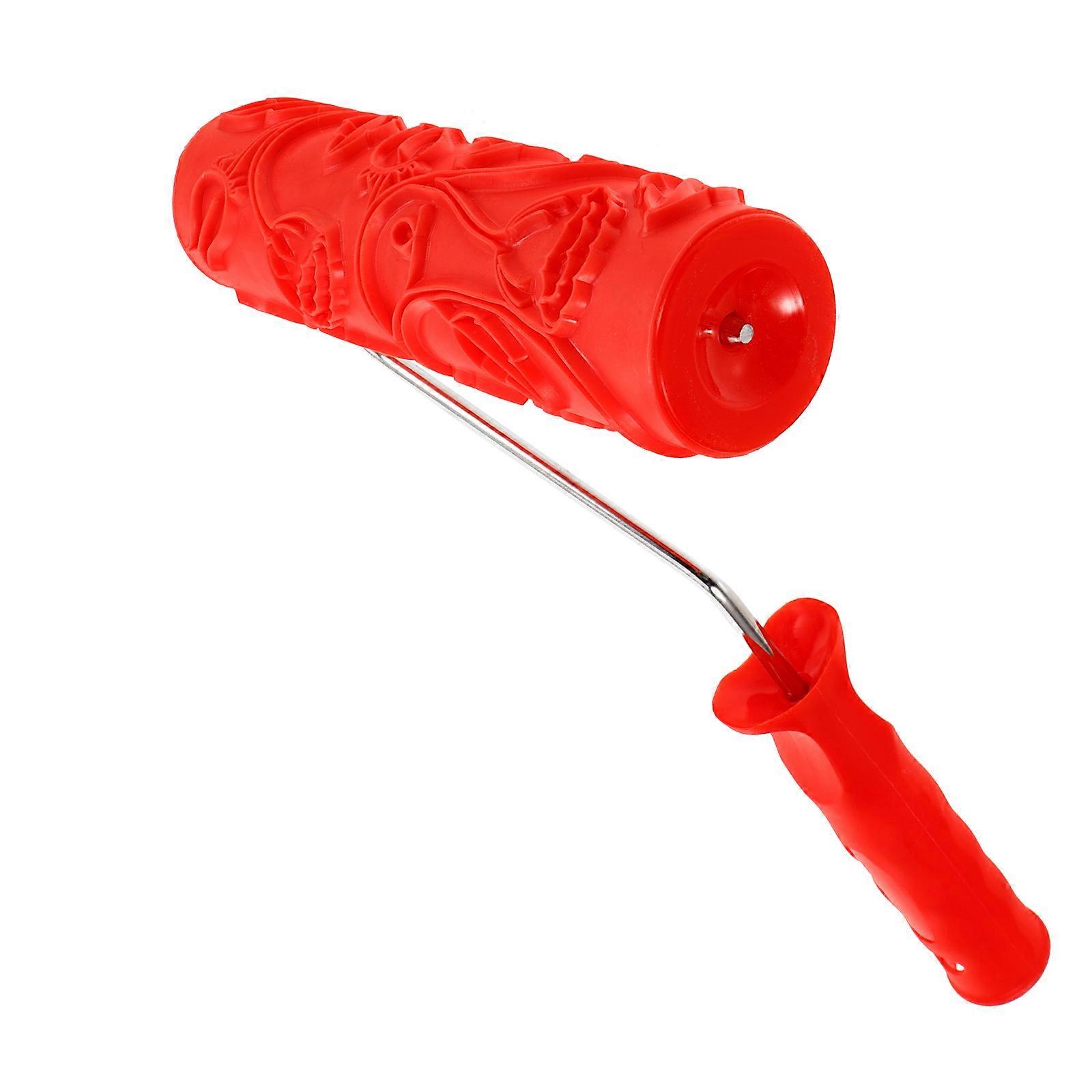 Embossing Texture Paint Roller Rubber Wall Roller Patterned Printmaking Tool for DIY Home Decoration Comfortable Handle