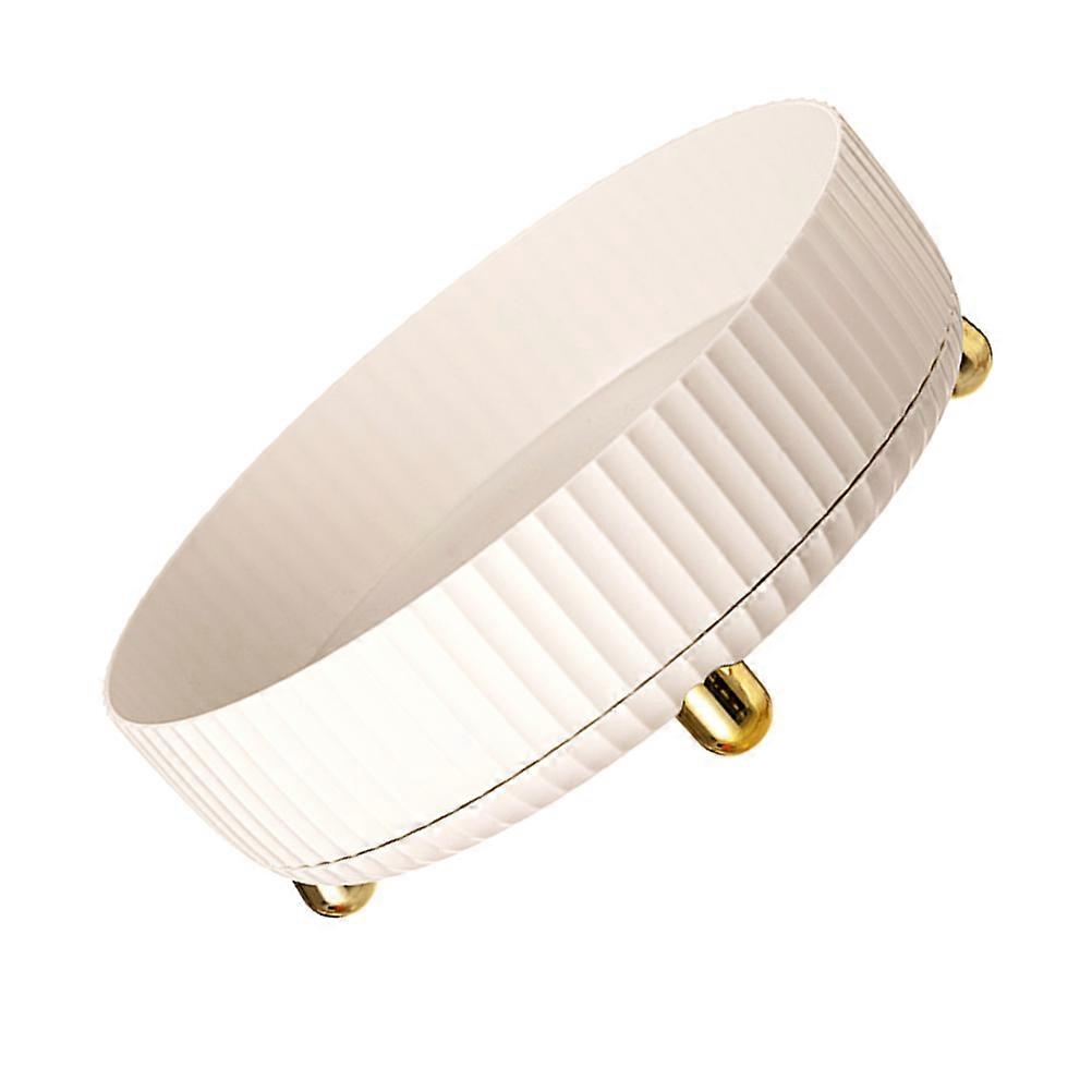 Round Kitchen Counter Organizer Rack Anti-Slip 360 Degree Rotation Easy Access 28X28X10CM White 1Pcs