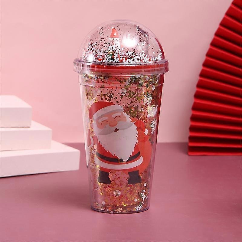 500ml Micro Landscape Plastic Cup Christmas Gift Double Cup Without Straw Style 2
