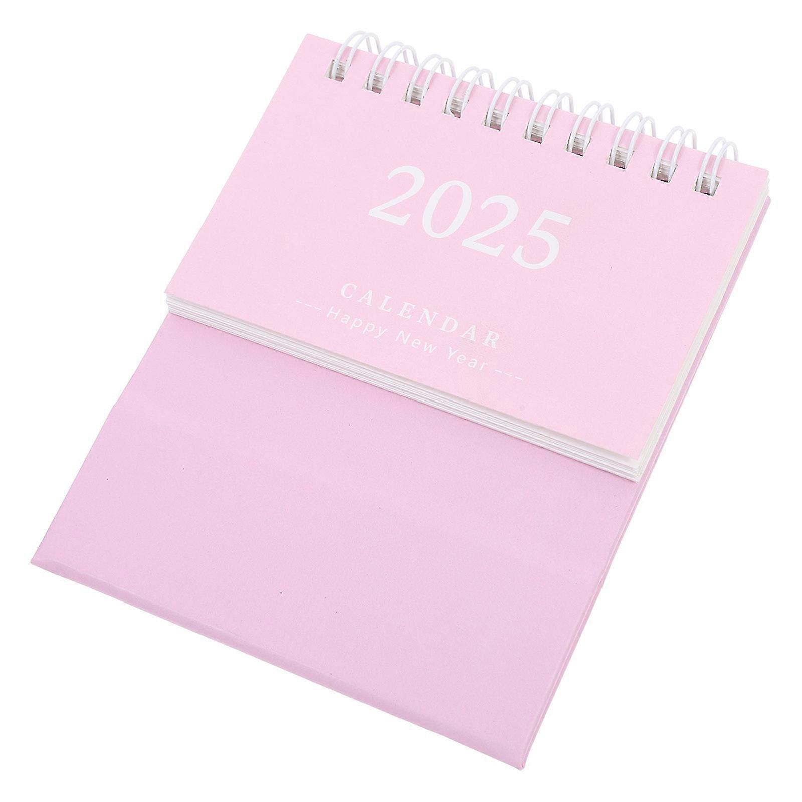 Mini Desk Calendar Pink Standing Monthly Planner Compact Desktop Organizer for Scheduling Events Birthdays Appointments Home Office Use