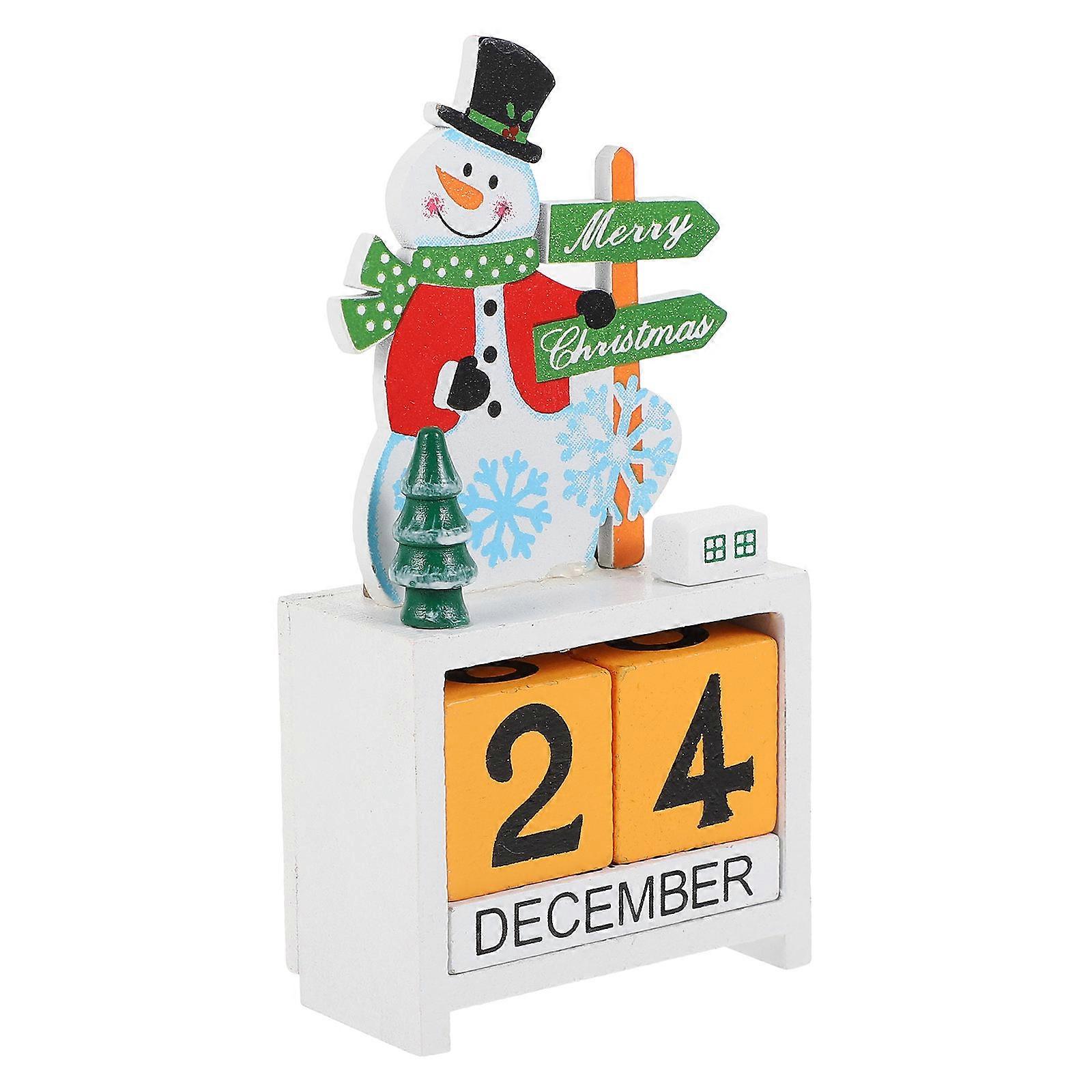 Wood Calendar Xmas Desktop Calendar Yellow 26x22.5cm Reminder of Important Festivals 1Pc