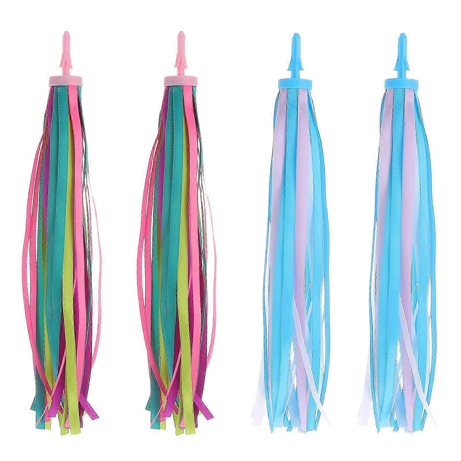 2 Pair Rainbow Bike Streamers for Kids - Colorful Handlebar Tassels for Bikes & Scooters