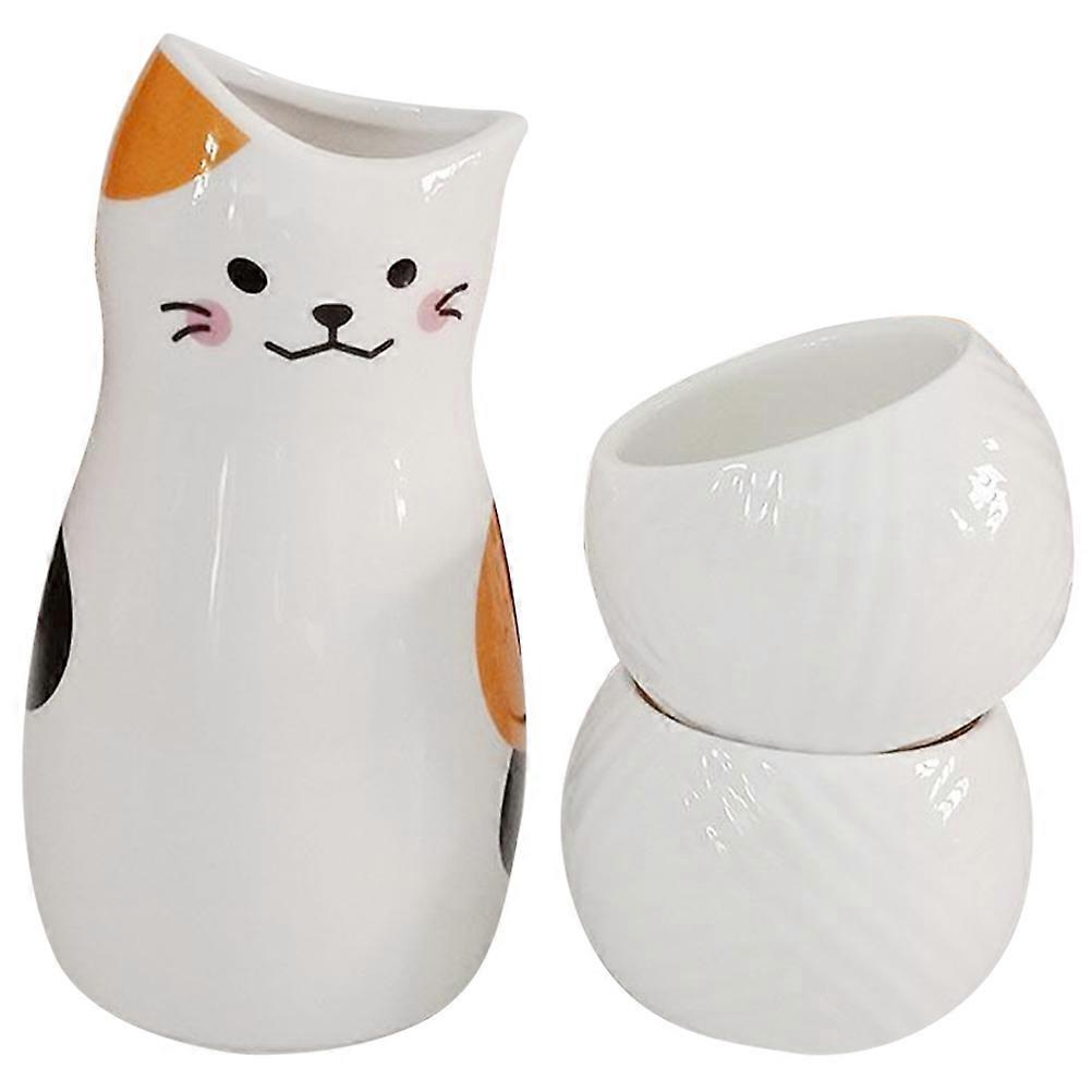 Japanese Style Ceramic Sake And Cup Set For Sake Lovers Flagon Size 14X6.5CM With Elegant Design 1 Set