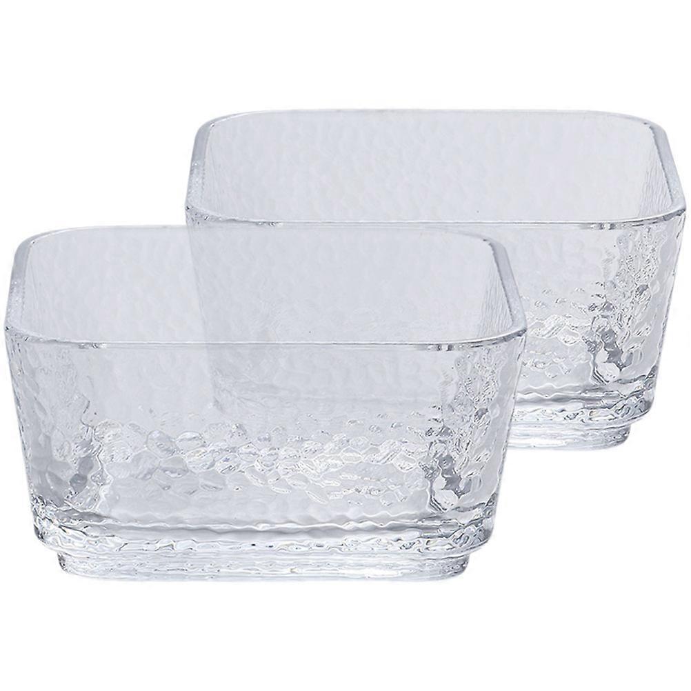 2pcs Japanese Style Hammered Glass Serving Bowls Multi Function Dessert Bowls for Breakfast, Salads, and Snacks Kitchen Tableware