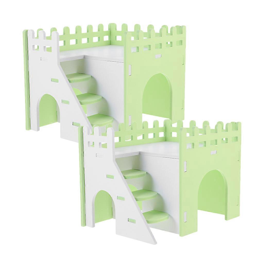 PVC Hamster House with Ramp for Small Animals Hideout Hut Guinea Pig Habitat 2 Sets