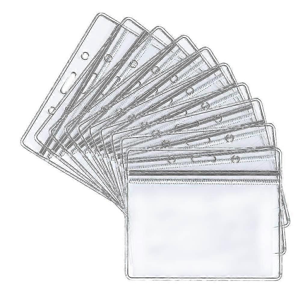 50pcs Plastic Card Holder Transparent Clear Horizontal Waterproof Name Tag Badge Id Card Holder