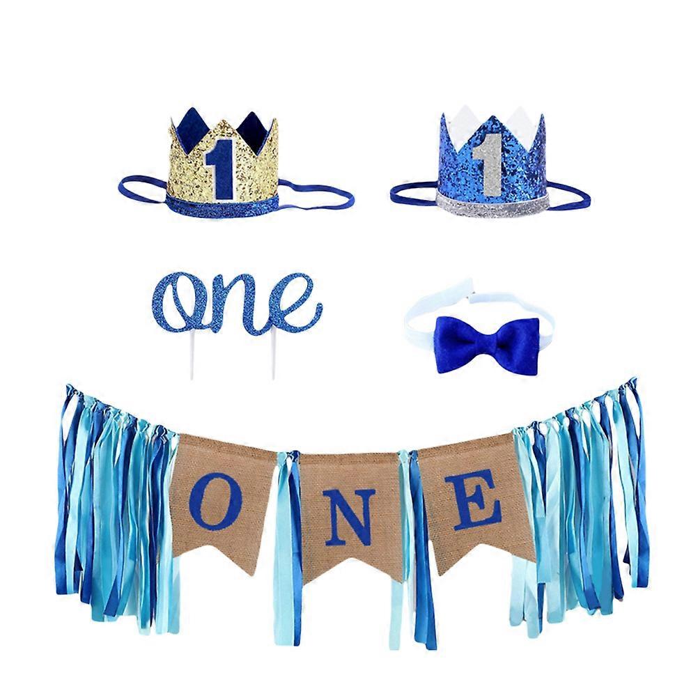 Birthday Banner Set with Cloth Banners and Hatwear Topper for Party Decoration Assorted Color 4PCS