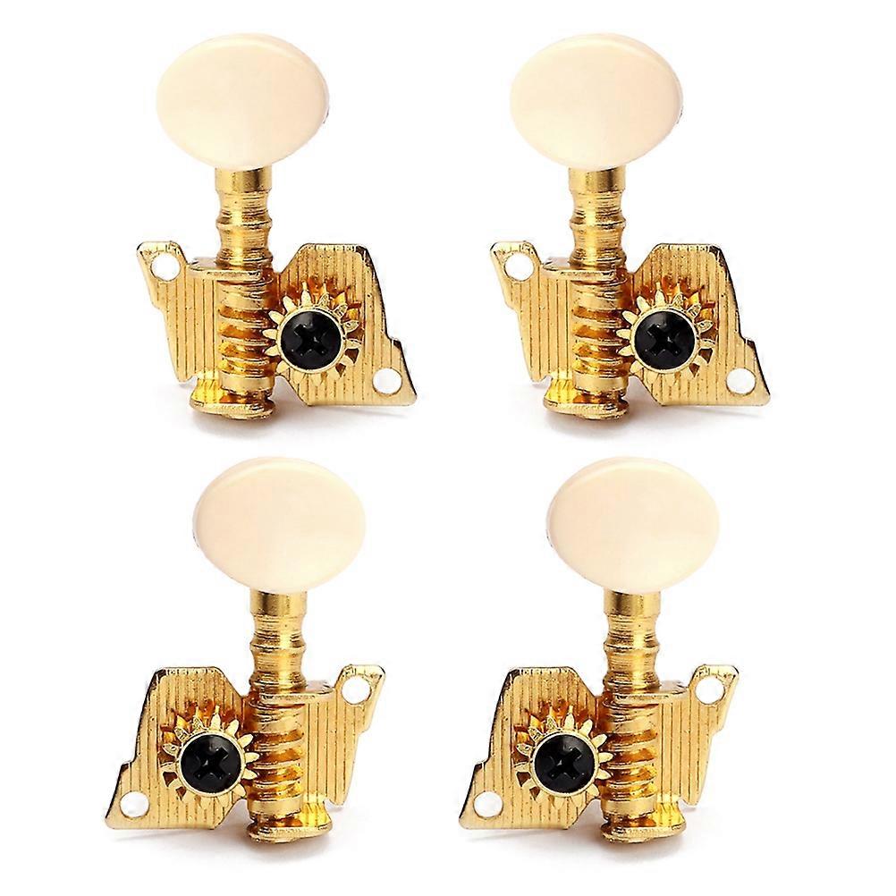 4pcs Gold Plated Locking Tuning Pegs with Plastic Buttons for Acoustic Guitar – Durable Machine Heads for Easy Installation and Improved Tone