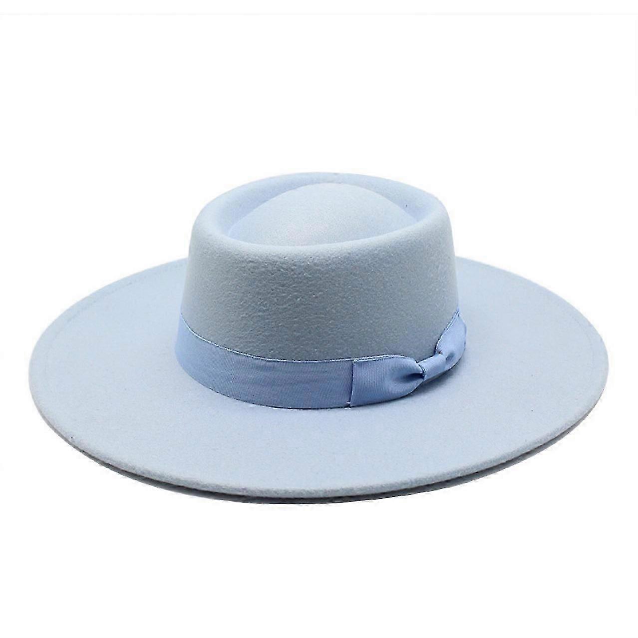 Hats For Men Women Woolen Felt Bowler Hat With Bowknot Flat Top