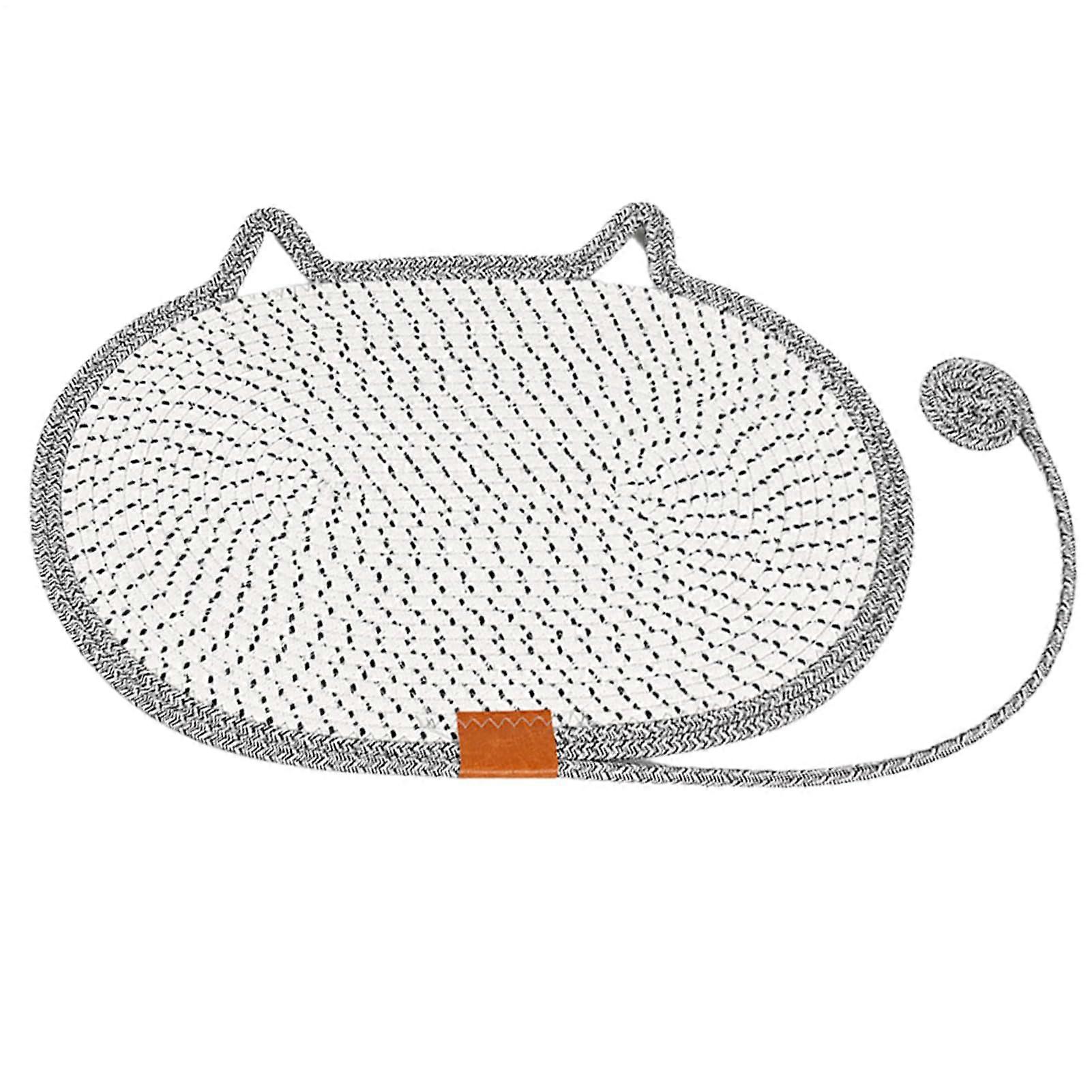 Cat Scratching Mats Round Floor-Level Horizontal For Cats, Washable Indoor Outdoor, Gray, Small With Lounge Space