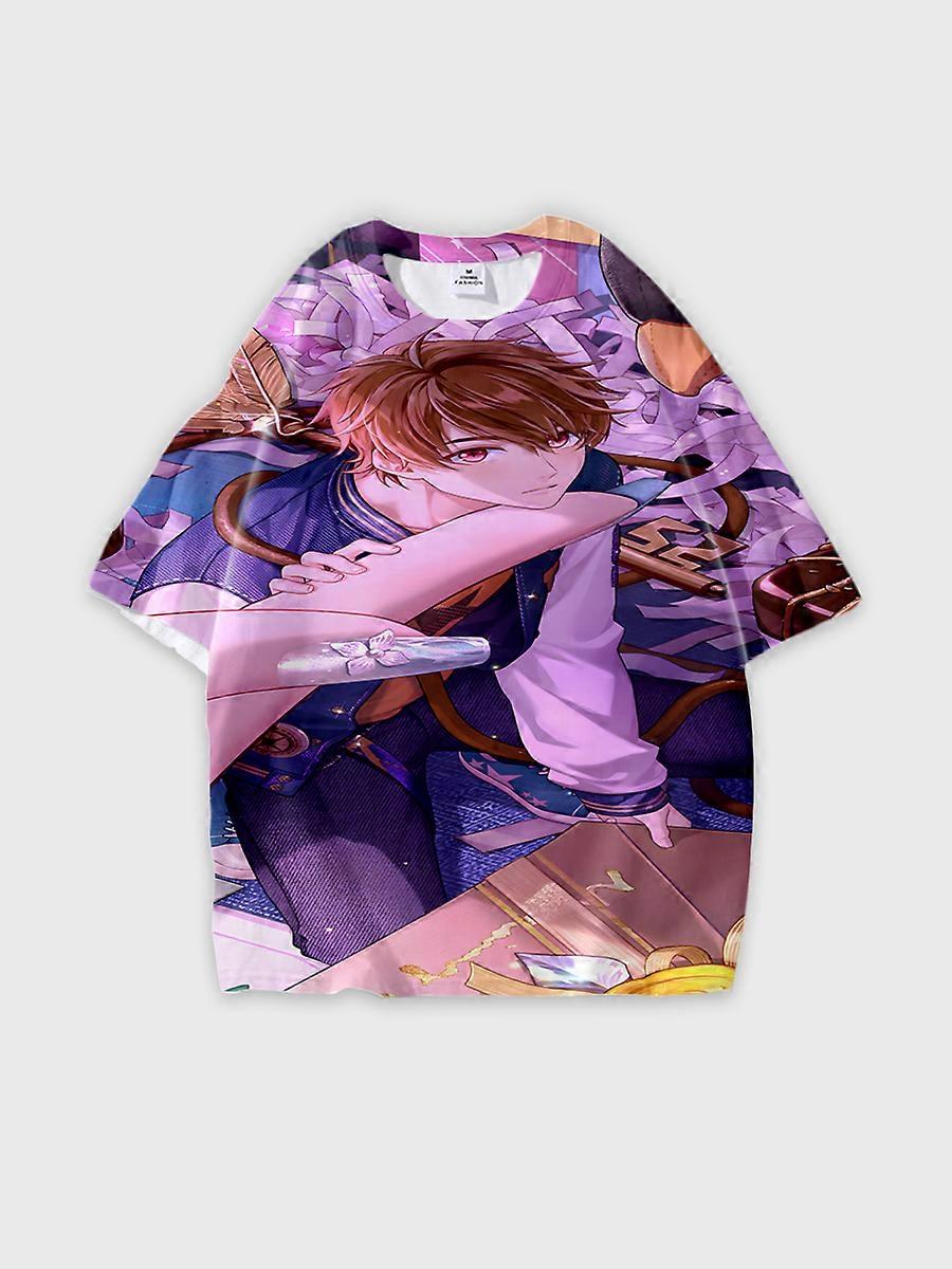 T-shirt round neck Role Pattern loose short sleeve E3708