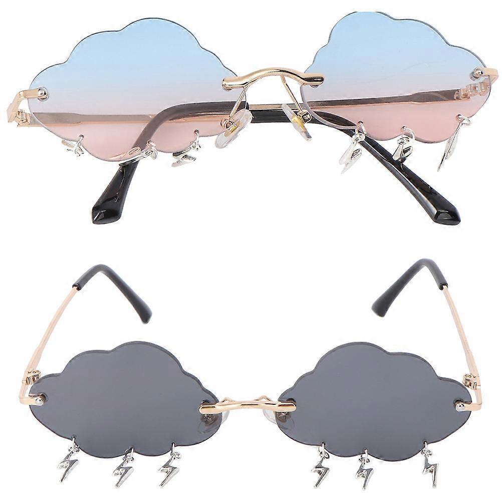 Assorted Color PC Sunglasses for Decor Lightweight Comfortable with Cloud Lenses 2 Pairs