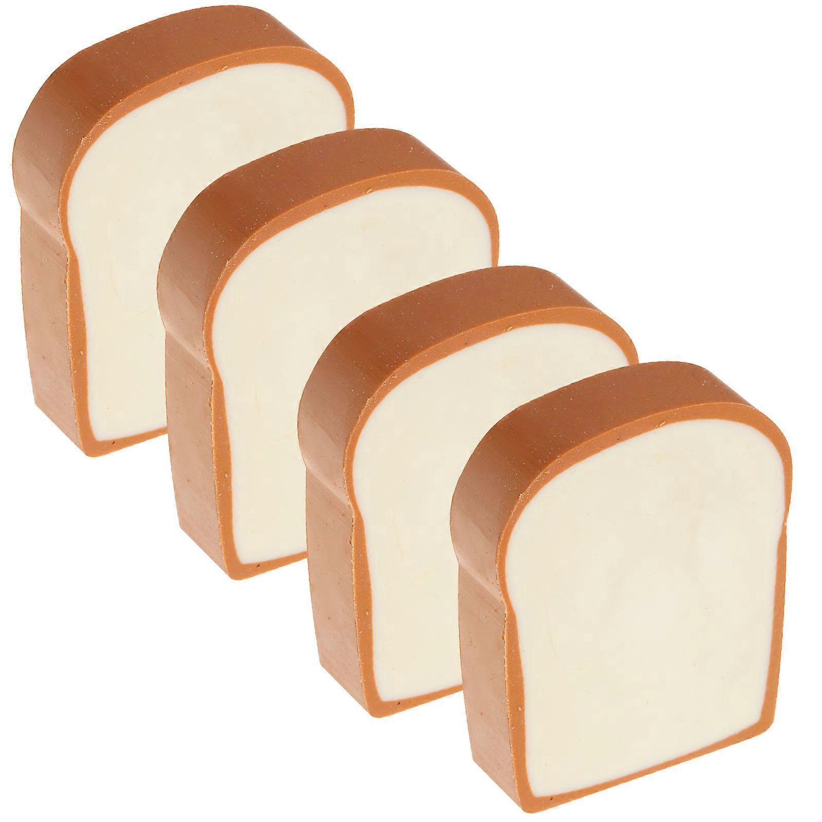 Multi Colored Cartoon Food Erasers TPR Material for Kids Cute Bread Toast Model Erasers 4Pcs