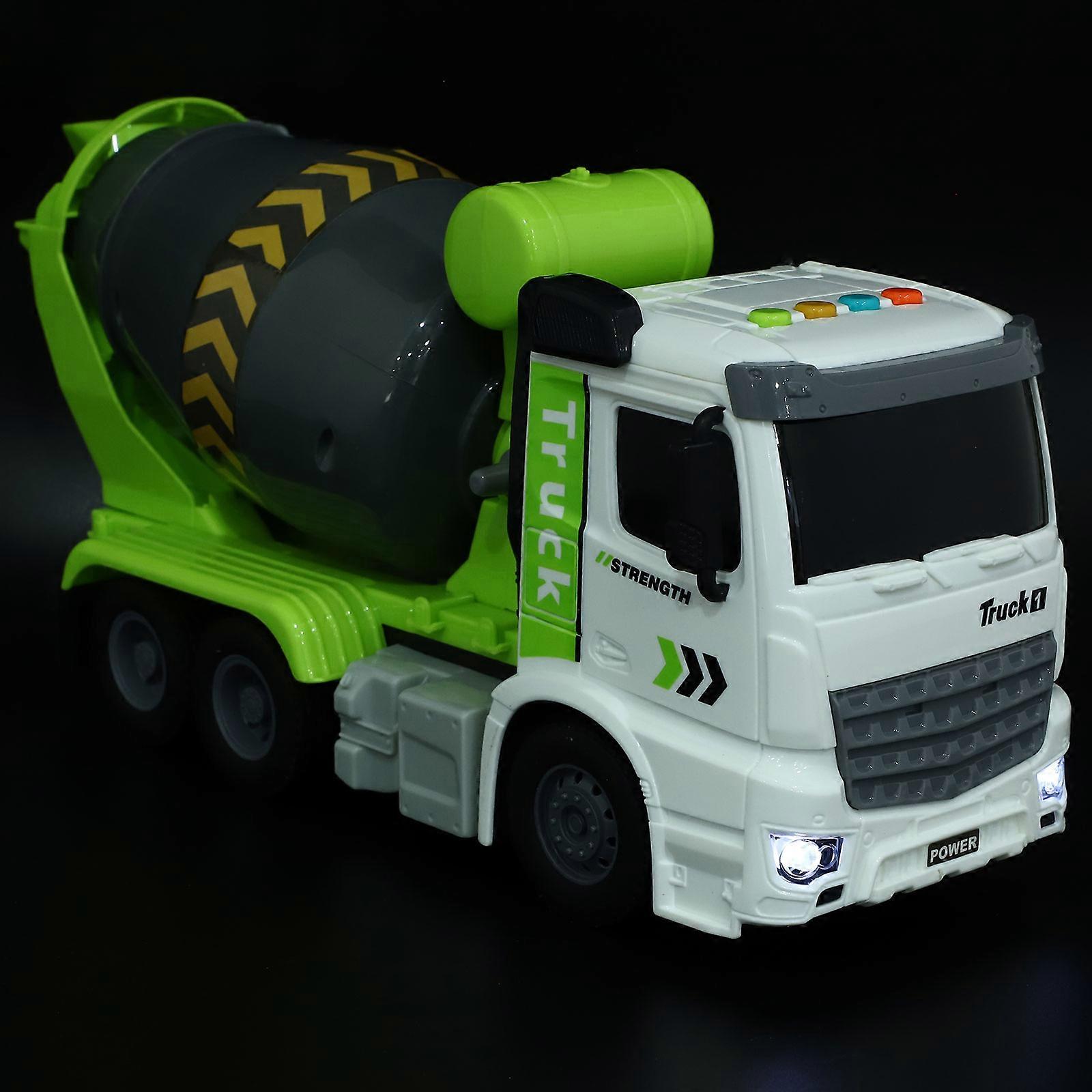Construction Truck Toy Cement Mixer Truck Model with Manual Handle Rotation and Light Emitting Green 27X13CM
