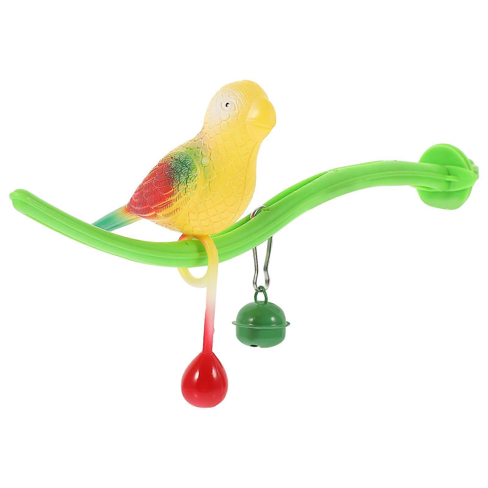 Parrot Perch Stand with Bell, Bite Resistant Bird Cage Accessory for Parakeets, Macaws, Finches – Interactive Training for Pet Birds