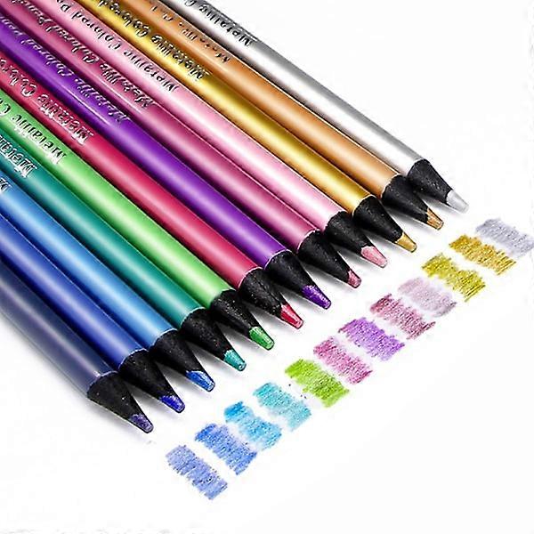12 color metallic colored pencils, drawing sketch set