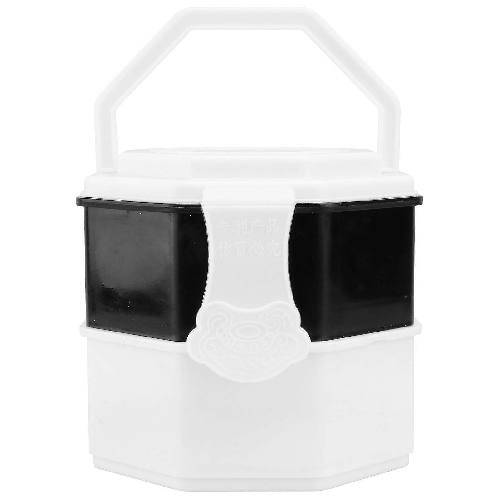 Go Container Chess Jar with Lock Storage Outdoor Chess Game Black White 1Set