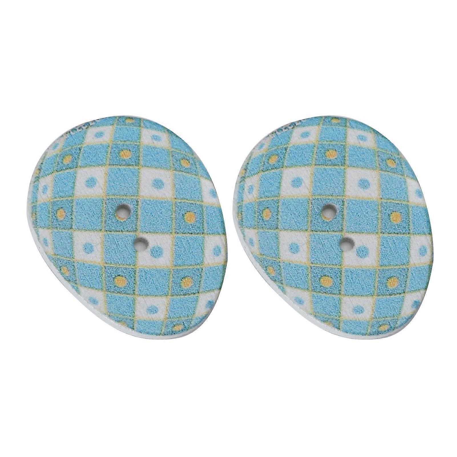 100Pcs Button Set Colored Egg Shape Wooden Sewing Decorative Buttons with Perforations