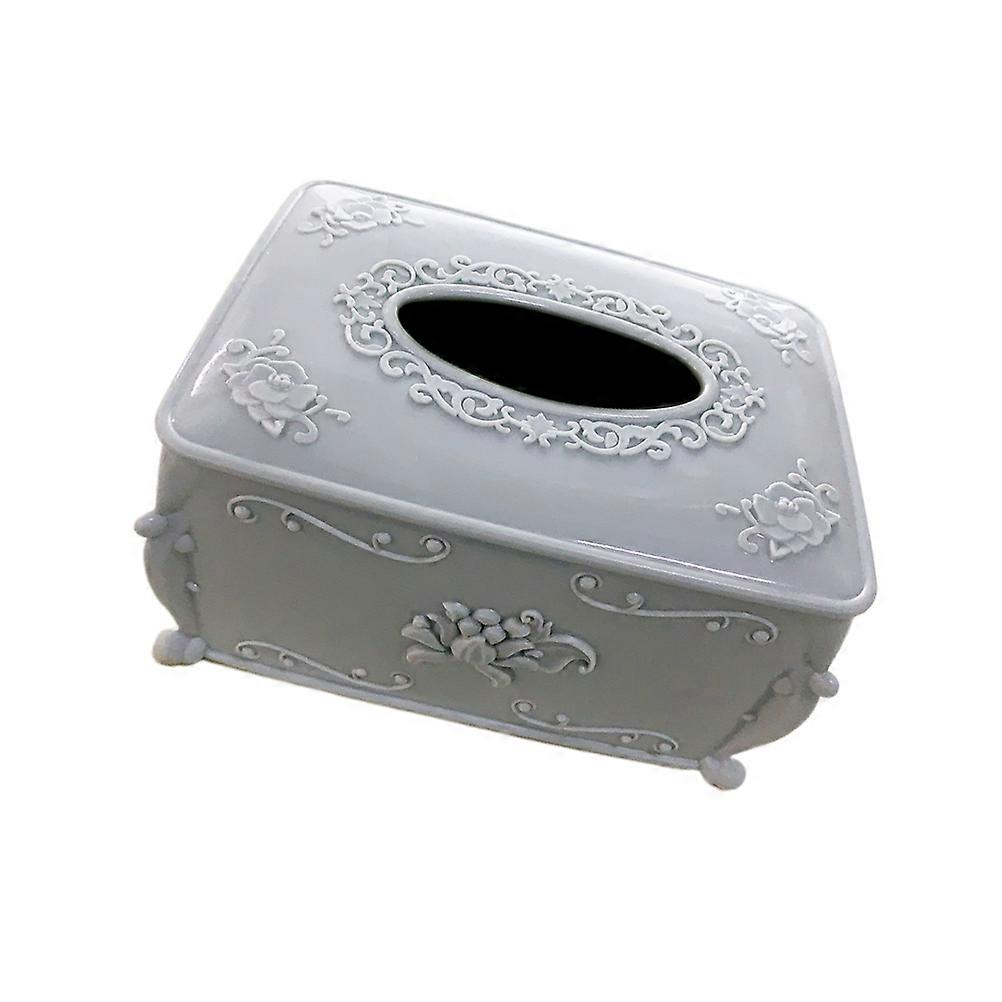 Blue Plastic Tissue Box with Floral Design for Home Office and Restaurant Use Sturdy Fits Most Tissues 7x7 Inches