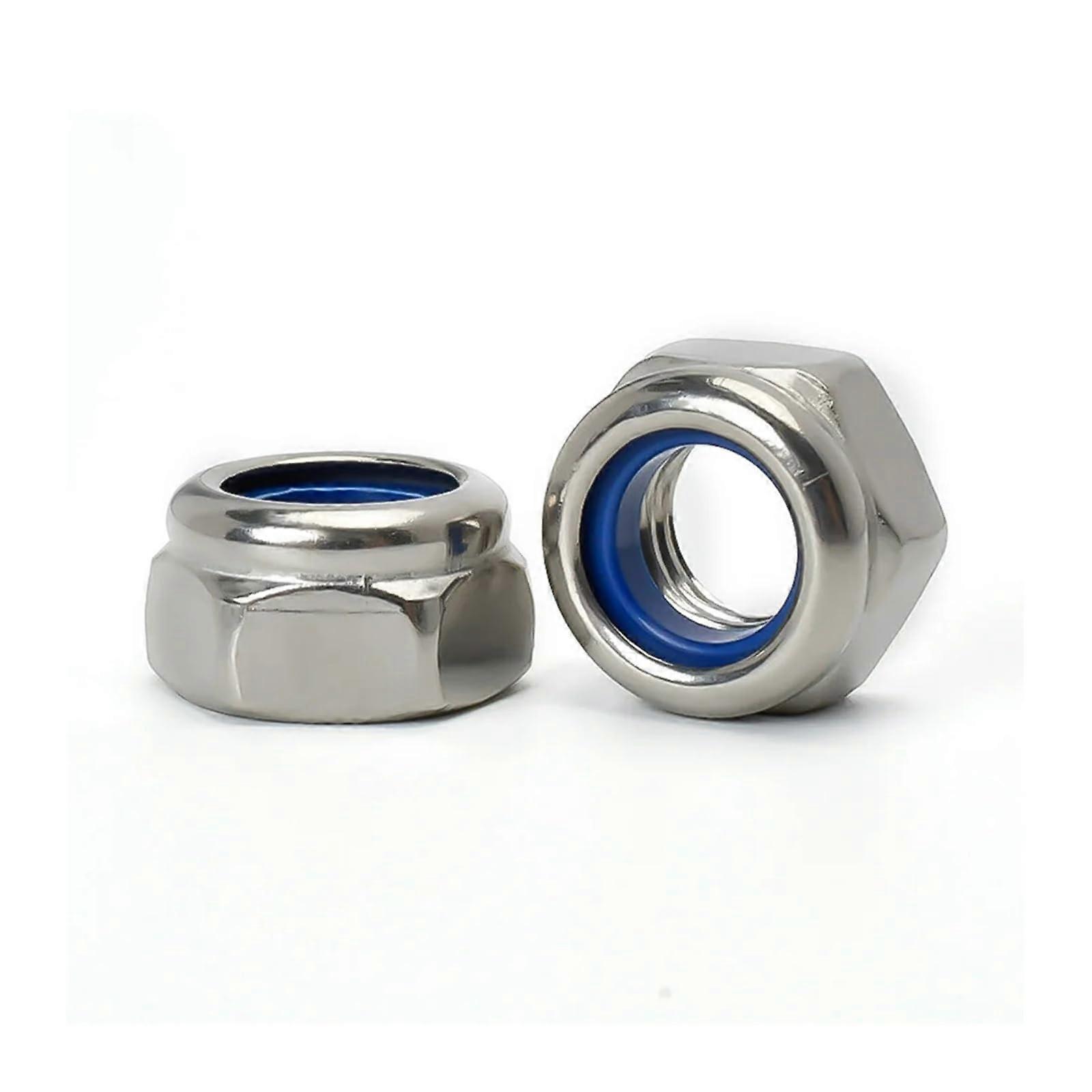 304 Stainless Steel Lock Nut Set with Black Carbon Steel and Zinc-Nylon Insert, M4 Size, 40PCS