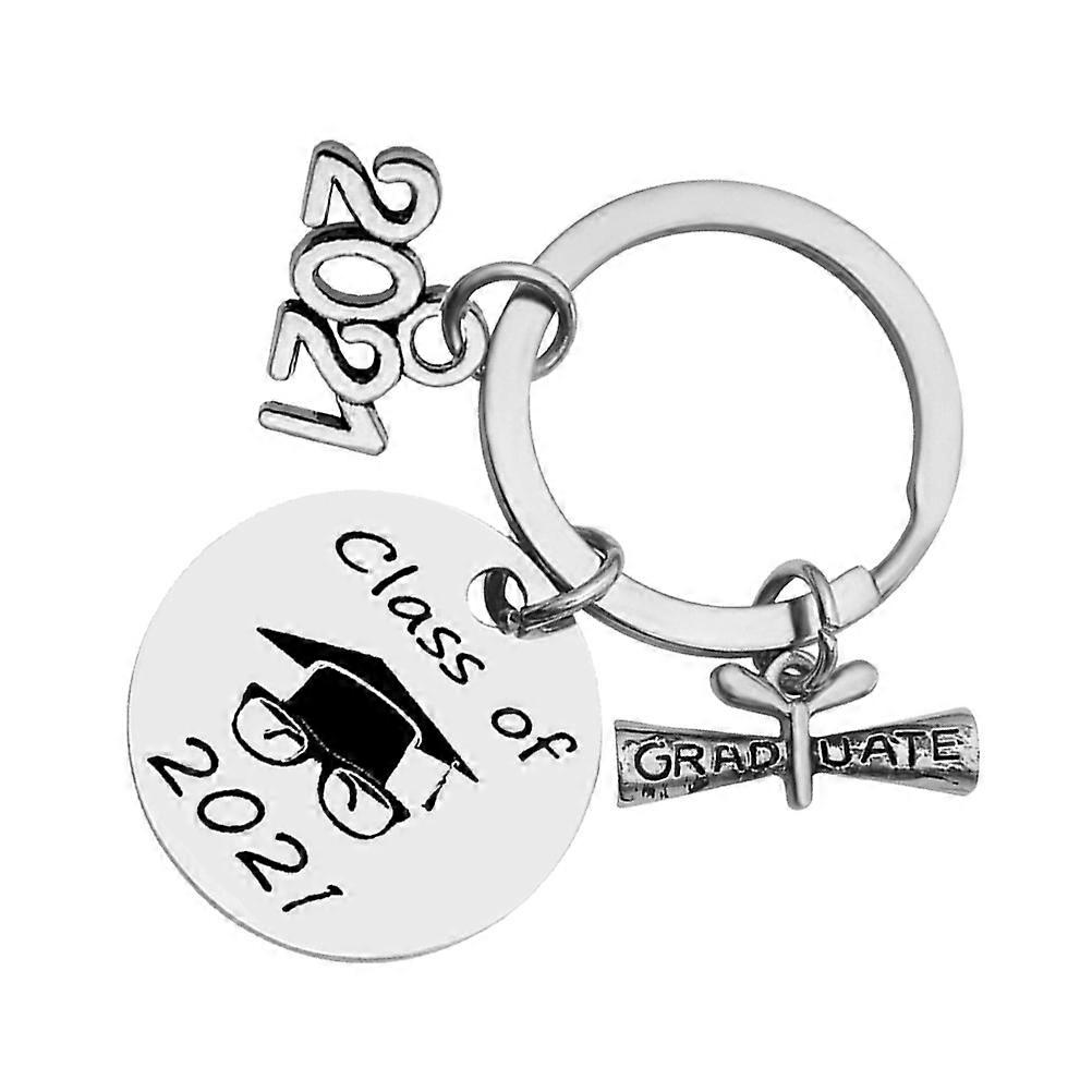 Graduate Keychain 2021 Graduation Gift 3X3Cm Silver Practical Separate Keys 1Set
