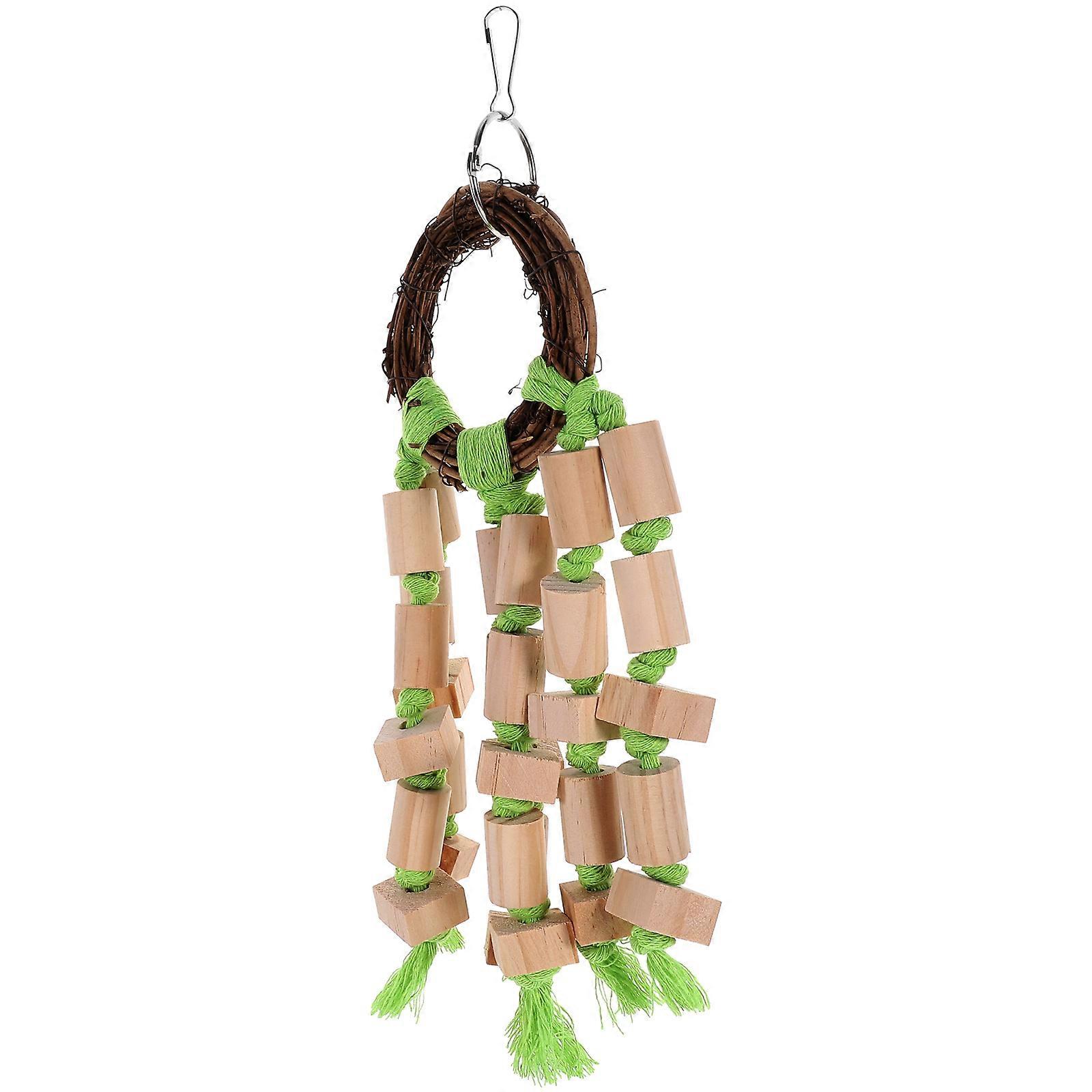 Wooden Chew Toy for Parrots 1 Set Bird Chewing Toy Hanging Cage Pendant
