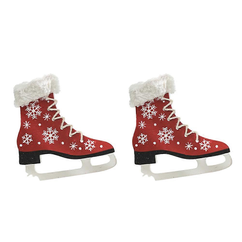 Red Skateshaped Hanging Decor for Xmas Party Scene Decoration with Synthetic Material 2 pcs