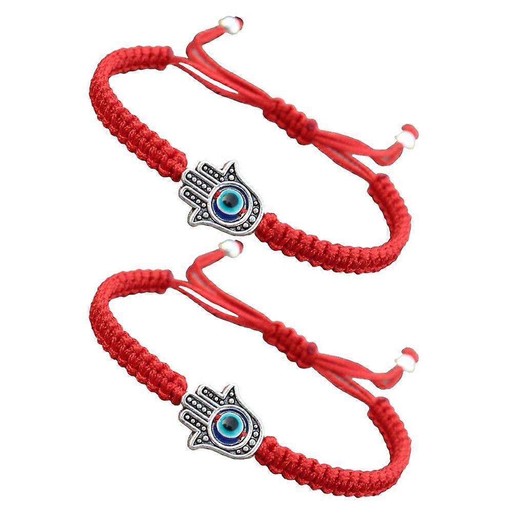 2Pcs Adjustable Evil Eye Resistance Bracelets Handmade Amulet For Partners Gift Giving With Assorted Color
