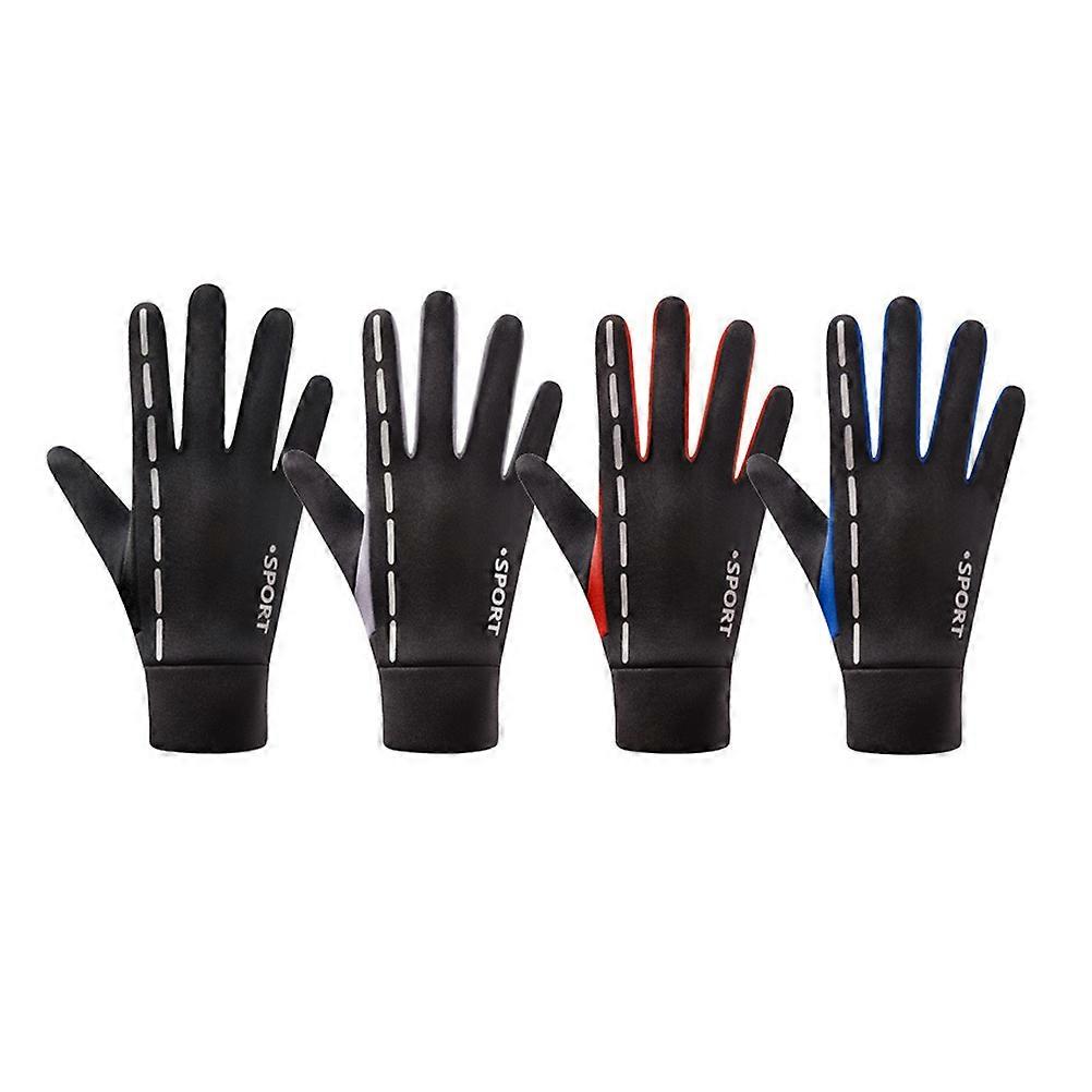 Windproof Cycling Gloves Simple Thicken Outdoor Gloves for Men and Women Size M Black and Red 1 Pair
