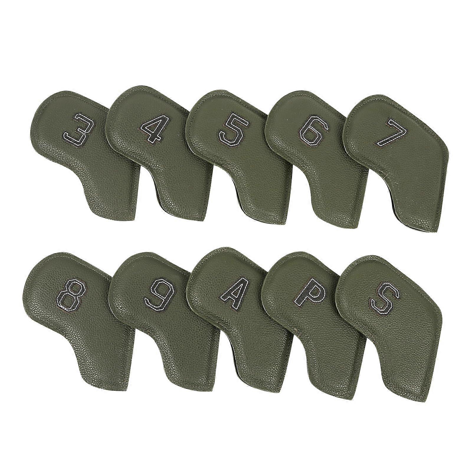 10% Waterproof Headcover For Golf Iron Clubs PU Leather Dark Green Protective Cover