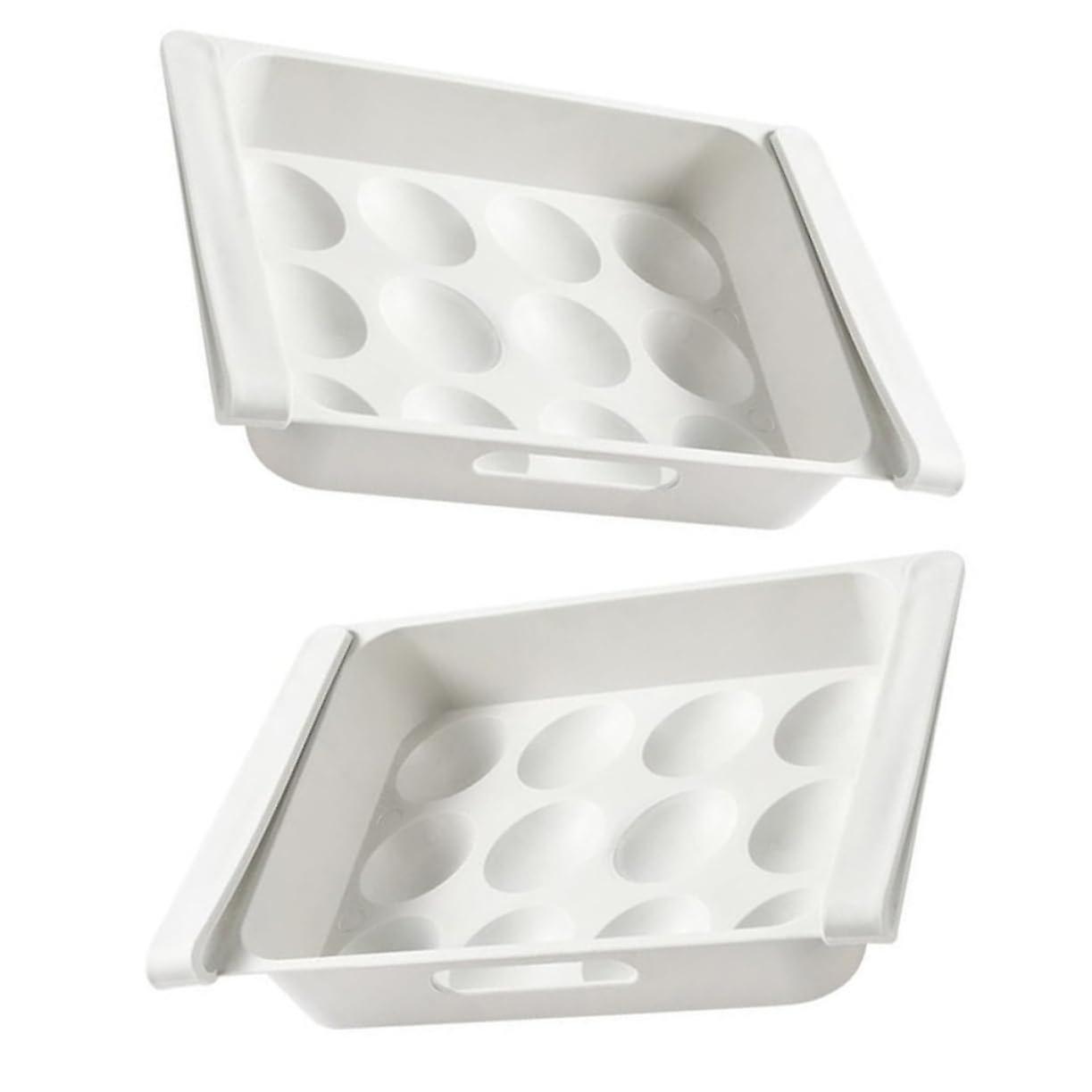2Piece Refrigerator Egg Holder with Compartments, Stackable Practical Storage Solution for Fresh Eggs, Durable Reusable for Fridge and Kitchen