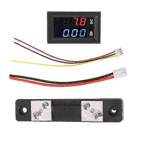 For DC 0-100v 50a LED Digital Dual Display Voltage Current Tester With Power S(Red and Blue)