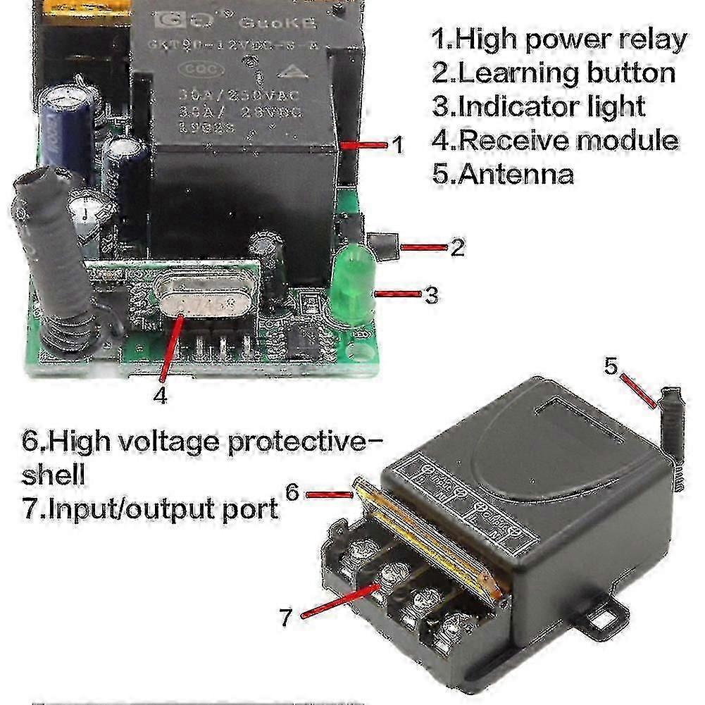 433MHz 220V Water Pump Remote Control Switch with 1CH 30A Receiver Module - Wireless