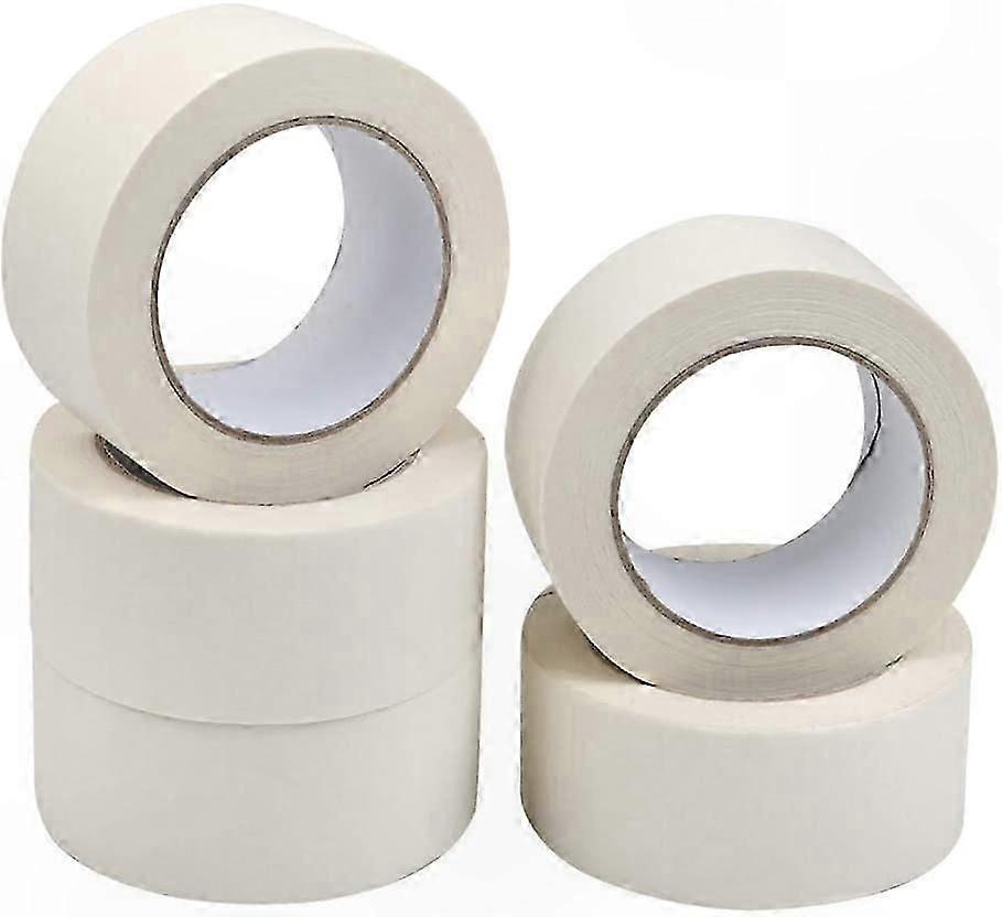 多目的粘着マスキングテープ 5 ロール、50mm x 50m、塗装、装飾、DIY プロジェクト、工作用