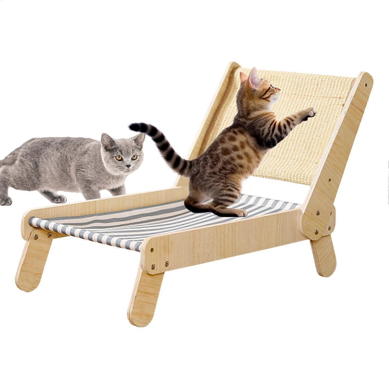 Sisal Cat Hammock, Indoor Scratching Bed, 4 Positions, Adjustable, Large Lounge