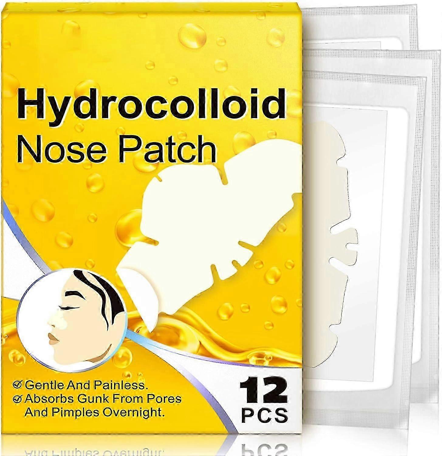 12PCS Hydrocolloid Nose Patch for Nose Pores Pimples Zits Oil Blackhead Removal Strips, Pore Cleansing Nose Stickers Pore Strips