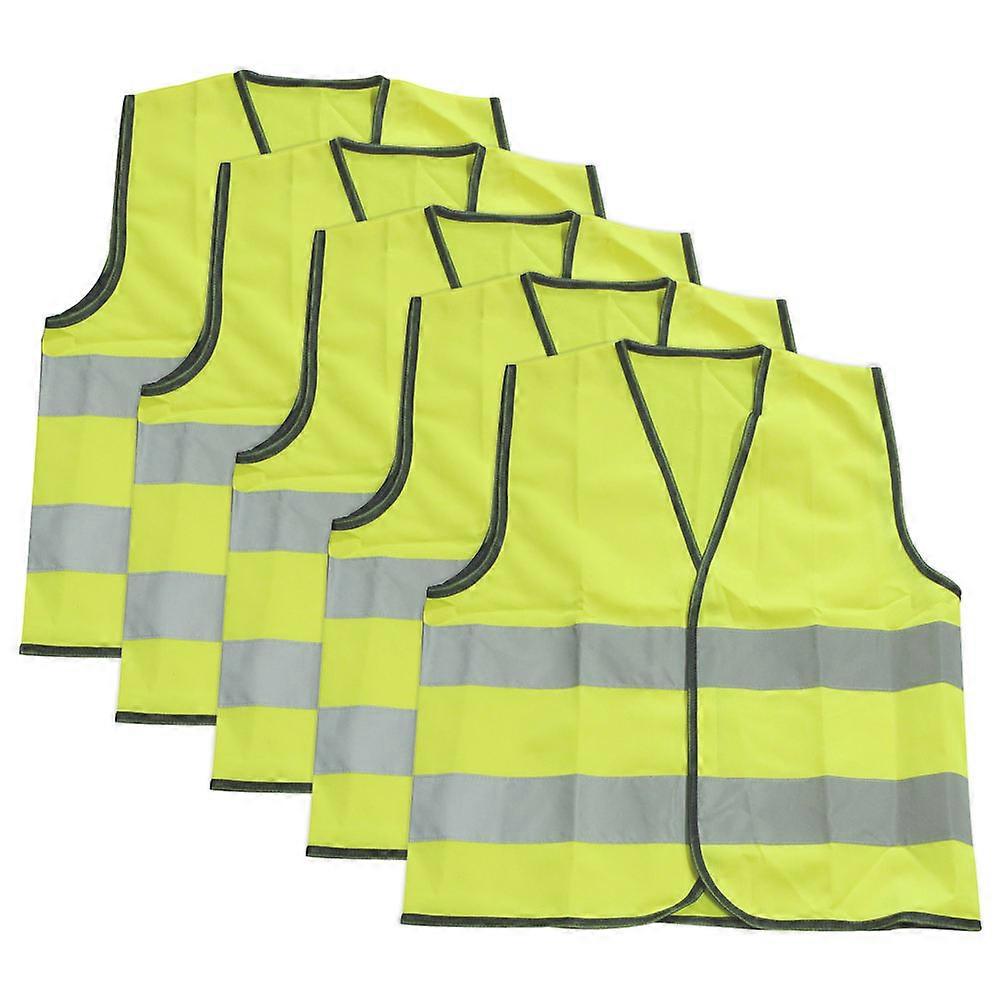 Reflective Safety Vest For Kids Outdoor Work Simple Design Adjustable Green 5Set