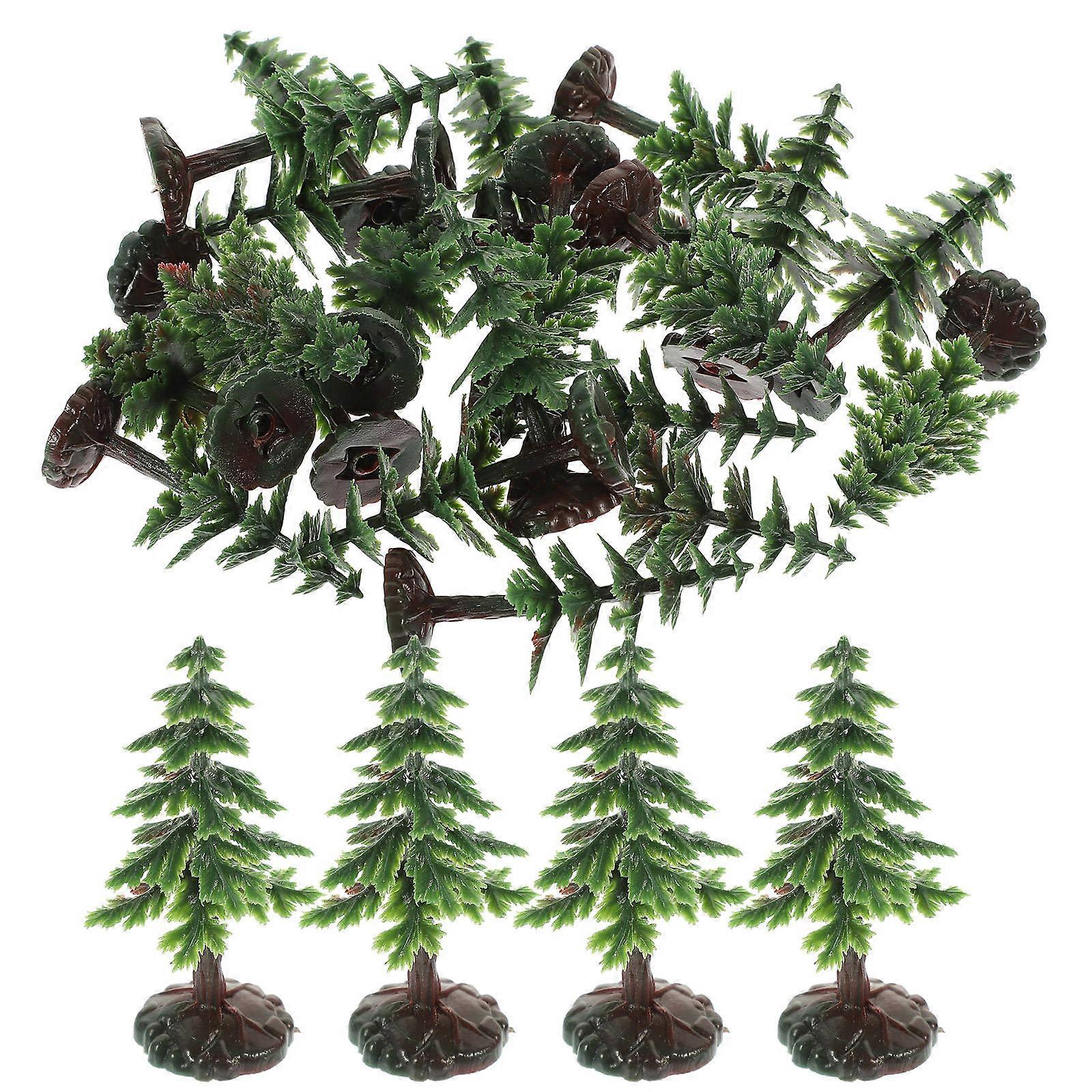 Miniature Christmas Tree Decorations in Green PVC Perfect for Desktop Bookshelf or Garden 20 Pieces